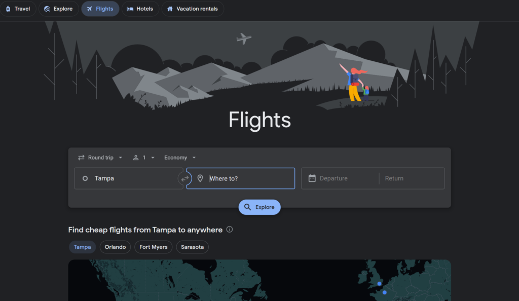 google flights home page
