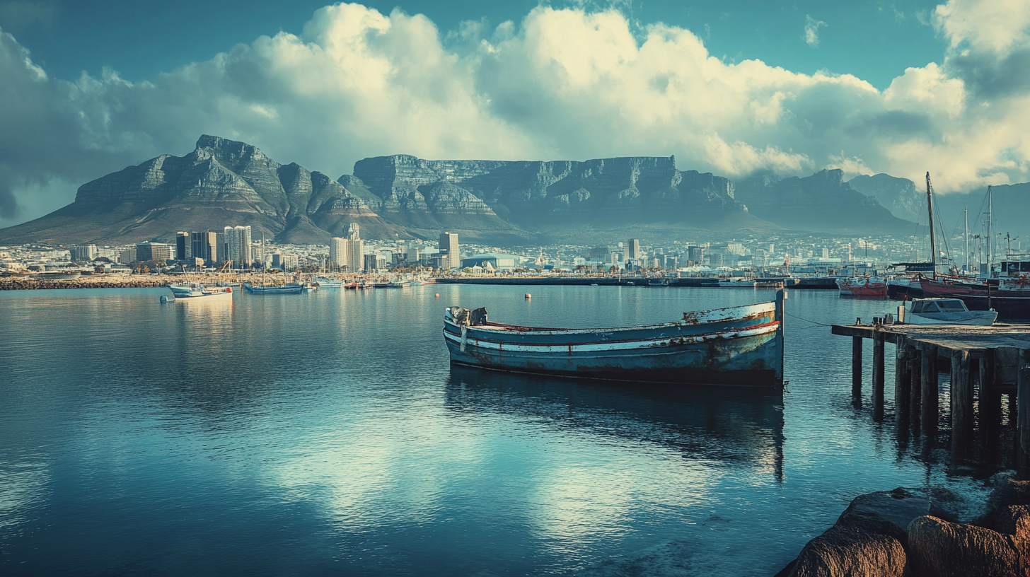 boat tied up in cape town